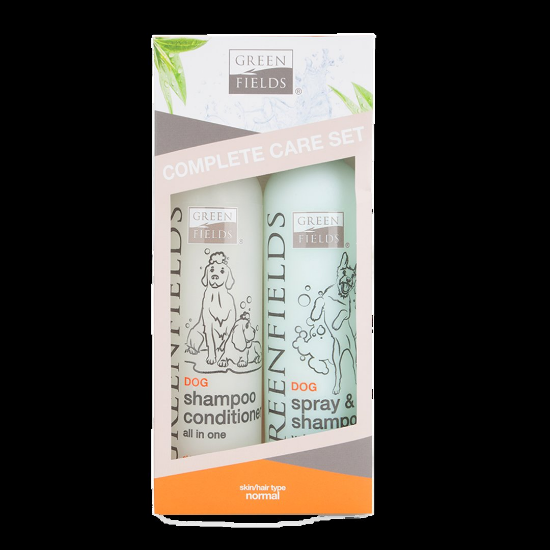 Green fields Complete Care Set - Комплект класически шампоан с балсам и сух шампоан за кучета, 2 х 250 мл.