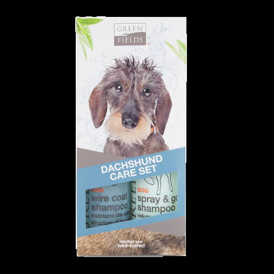 Green Fields - Комплект за порода Дакел, шампоан за твърда козина 250 мл. + Сух шампоан спрей 250 мл.