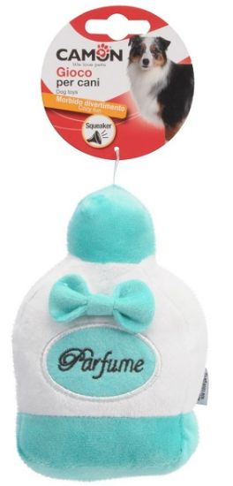 Camon - Забавна плюшена играчка за кучета във формата на шишенце за парфюм, 15 см. -розова/синя