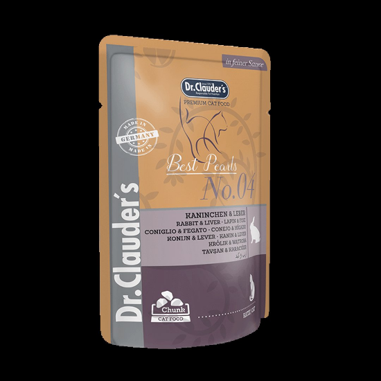 Dr. Clauder's Pouches rabbit and liver - Храна за котки в пауч със заек и черен дроб, 100 гр