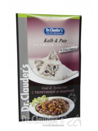 Dr. Clauder's Premium Pouches- телешко, пуика и сос за котки, 100 гр.