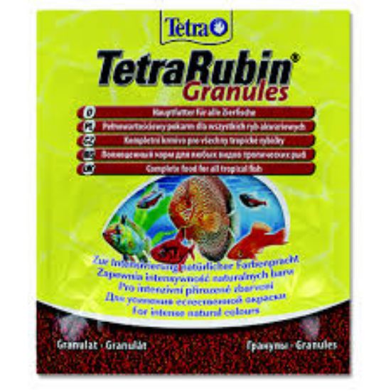 Tetra Rubin Granules - Универсална гранулирана храна с естествени съставки подсилващи яркостта на цветовете на аквариумните рибки - 12 гр.