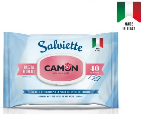 Camon Cleaning wipes with Floral Breeze - мокри кърпички флорален бриз за домашни любимци 30 / 20 см. , 40 броя