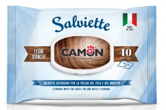 Camon Salviette white woods - почистващи кърпички с аромат на бял бор за кучета и котки 40 броя