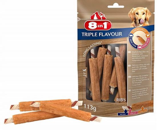 8in1 TRIPLE FLAVOUR - Ребра за кучета, 113 гр
