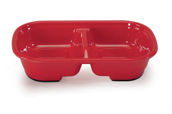 Camon Double rectangular heavy melamine bowl - Двойна правоъгълна тежка меламинова купа за вода и храна за кучета и котки, 300 мл.