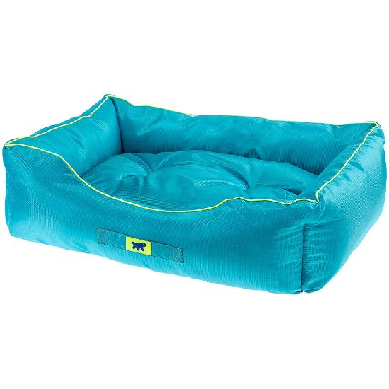 Ferplast Jazzy - Меко водоотблъсквщо легло с възглавница за кучета и котки,78 x 56 x h 22 см. - синьо