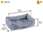 Ferplast Jazzy - Меко водоотблъсквщо легло с възглавница за кучета и котки,78 x 56 x h 22 см. - синьо 2