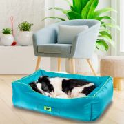 Ferplast Jazzy - Меко водоотблъсквщо легло с възглавница за кучета и котки,78 x 56 x h 22 см. - синьо 3