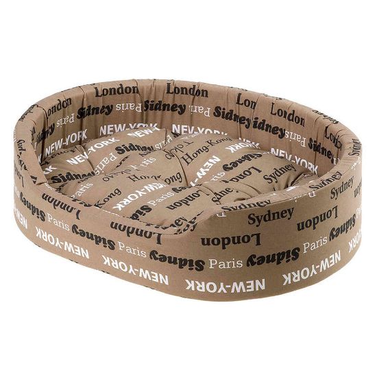 Ferplast Dandy Cush - Памучно овално легло за кучета и котки с подвижна възглавница, 65 х 46 х 17см.- кафяво