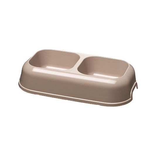 Ferplast Party 16 - синя двойна пластмасова купа за кучета за храна и вода 26,5 x 15 x 5,6 см - 350 мл + 350 мл