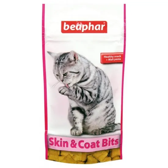 Снимка на Beaphar Skin &amp; Coat-Bits –Хрупкави хапки за красива и здрава кожа и козина за котки, плюс малцова паста, 35 гр.