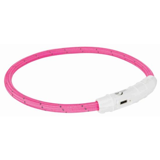 Снимка на Trixie Светещ USB нашийник — за кучета, розов, L-XL 65 SM/7MM