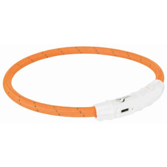 Trixie Светещ USB нашийник — за кучета, размер XS-S, 35 см, оранжев