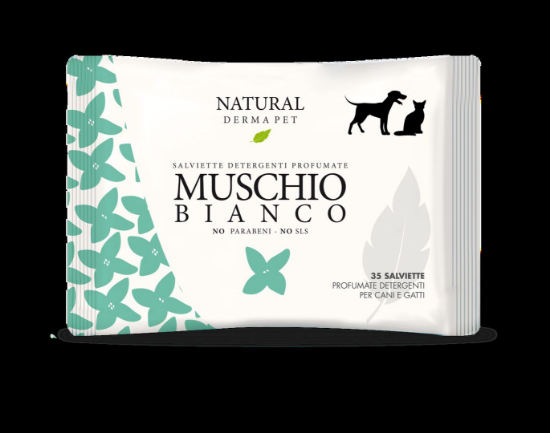 MUSHIO BIANCO — мокри кърпички за кучета и котки, с аромат на бял мускус, 35 бр.