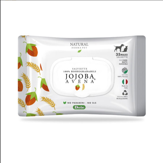 Natural Derma Pet JOJOBA/AVENA — мокри кърпички за кучета и котки, с жожоба и овес, 35 бр.