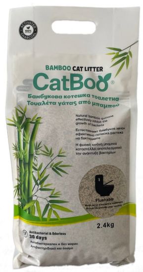 CatBoo Бамбукова котешка тоалетна — постелка на растителна основа, 4 x 6 л