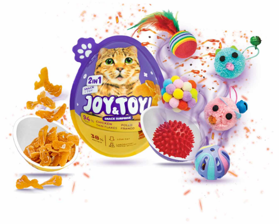 Joy&Toy Подаръчно яйце с патица — лакомство и играчка за котенца