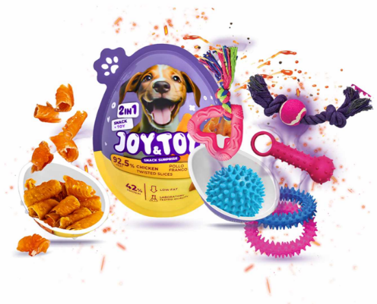 Joy&Toy Подаръчно яйце — лакомство с играчка за кучета, с телешко