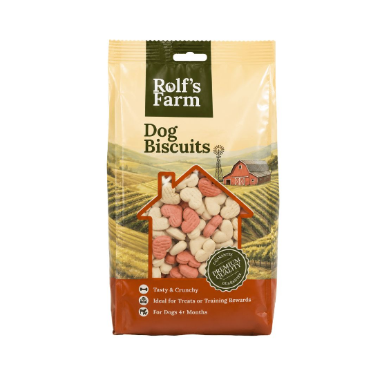 Rolf's Farm Мини сърчица микс — бисквити за кучета, с вкус на ягода, 750 г