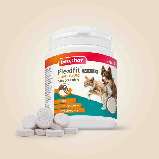 Beaphar Flexifit Glucosamine — хранителна добавка за стави за кучета и котки, с глюкозамин, 120 таблетки