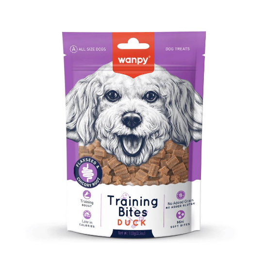 Wanpy Training Bites — тренировъчни лакомства за кучета с патешко месо, 100 г