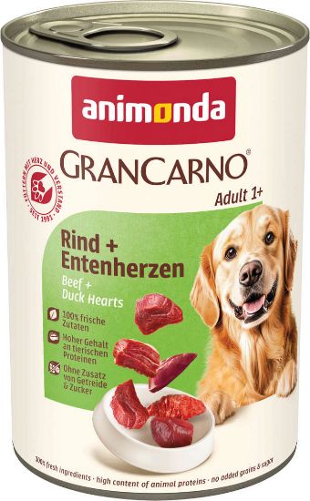 Animonda Gran Carno Adult -Консервирана храна за израснали кучета с говеждо и патешки сърца, 400 гр