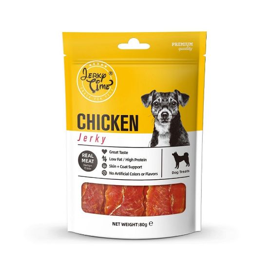 Jerky Time - Премиум лакомство за кучета с истинско пилешко месо годно за човешка консумация, 80 гр