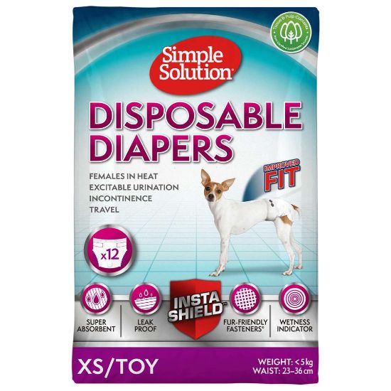Simple Solution-Памперси за женски кучета XS/toy 12 бр.