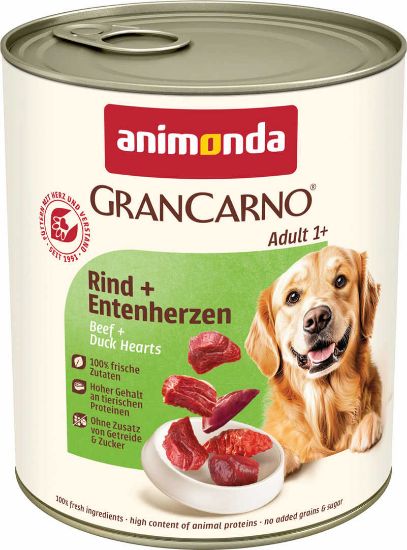 Animonda Gran Carno Adult -Консервирана храна за израснали кучета с говеждо и патешки сърца, 800 гр