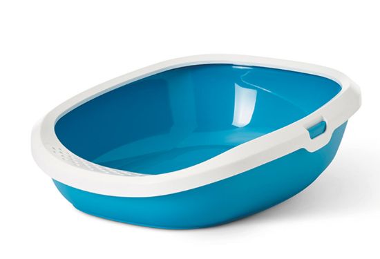 Savic Gizmo M - Котешка тоалетна , синьо с бял борд - 44 х 35.5 х 12.5 см
