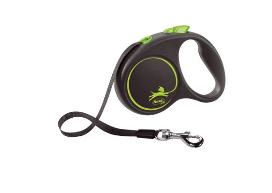 Flexi Black Design S - Автоматичен повод за кучета  5м въже, до 12кг, зелен