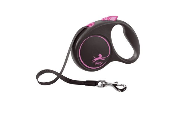 Flexi Black Design L - Автоматичен повод за кучета 5м лента, до 50кг, розов