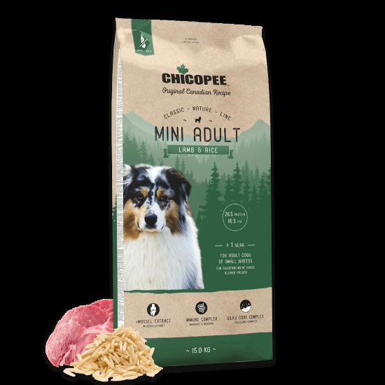 Chicopee Classic Nature Adult Mini-Храна за кучета,за дребни породи над 10 месеца с агне и ориз 15 кг.