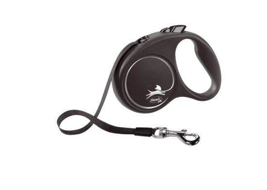 Flexi Black Design L - Автоматичен повод за кучета 5м лента, до 50кг, черен