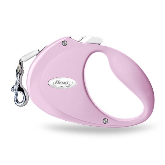 Flexi Puppy - Автоматичен повод за подрастващи кучета със здрава 2 метра лента за кучета до 12 кг. - розов