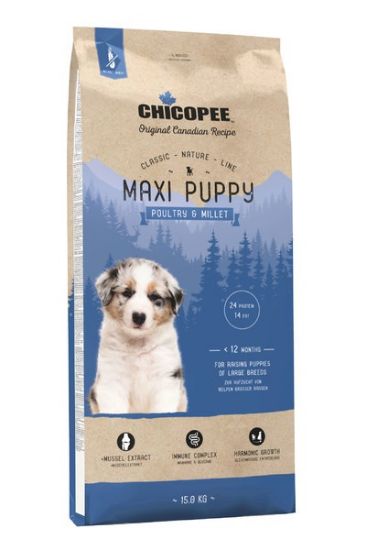 Chicopee Classic Nature Puppy Maxi-Храна за кучета за едри породи под 18 месеца с птиче и просо 15 кг.