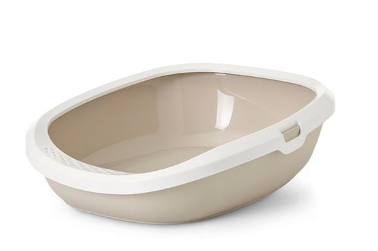 Savic Gizmo M - Котешка тоалетна , цвят мока кафе с бял борд - 44 х 35.5 х 12.5 см