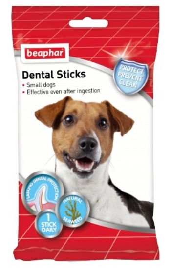 Beaphar Dental Sticks Small -Лакомство за кучета, дентални пръчки за свеж дъх и чисти зъби със спирулина и зелен чай