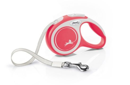 Flexi Comfort М -Автоматичен повод за кучета - 5м лента, до 25кг, червено