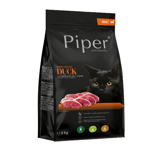 Piper Cat Lamb Duck Adult - Гранулирана храна за израснали котки, без зърно, с прясно патешко месо, омега 3 и омега 6,  3 кг.