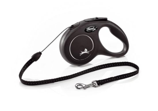 Flexi Classic Small - Автоматичен повод за кучета до 12 кг, въже 5 метра - черен