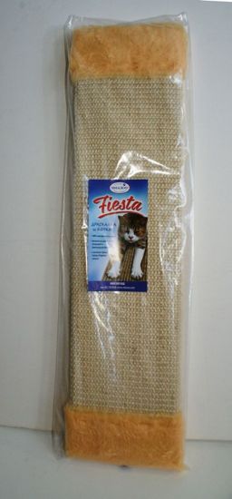 Миазоо Fiesta - Драскалка с плюш за котки - 63 х 15 см. с котешка трева - бяла