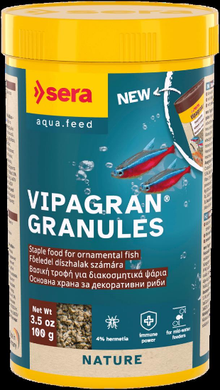 Sera Vipagran Nature - Универсална храна,подходяща е за рибки от средните водни слоеве 250 мл.