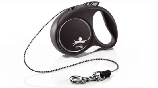 Flexi Black Design M - Автоматичен повод за кучета 5м въже, до 20кг, черен