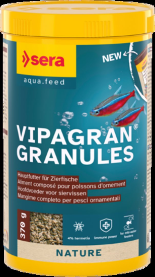 Sera Vipagran Nature - Храна за рибки, подходяща е за рибки от средните водни слоеве като тетри, дребни видове цихлиди, барбуси и др.1000 мл.