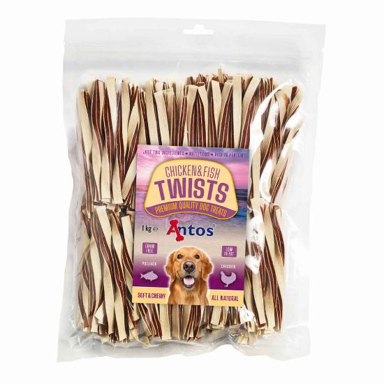 Antos Chicken D'light Twists -Кучешко лакомство ленти пиле + риба, 1кг