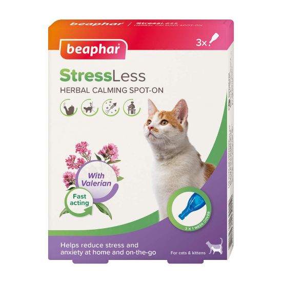 Beaphar StressLess Herbal Calming Spot-On — успокояващи пипети за котки, 3 бр.