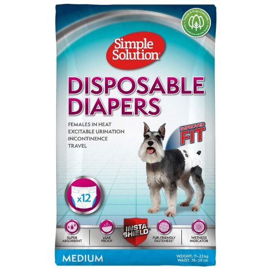 Simple Solution-Памперси за женски кучета M 12 бр.