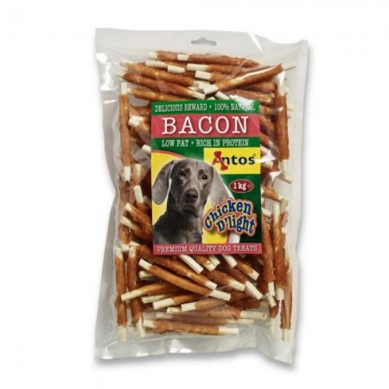 Antos Chicken D'light Bacon - Кучешко лакомство пръчици обвити с пилешко месо и бекон 1 кг